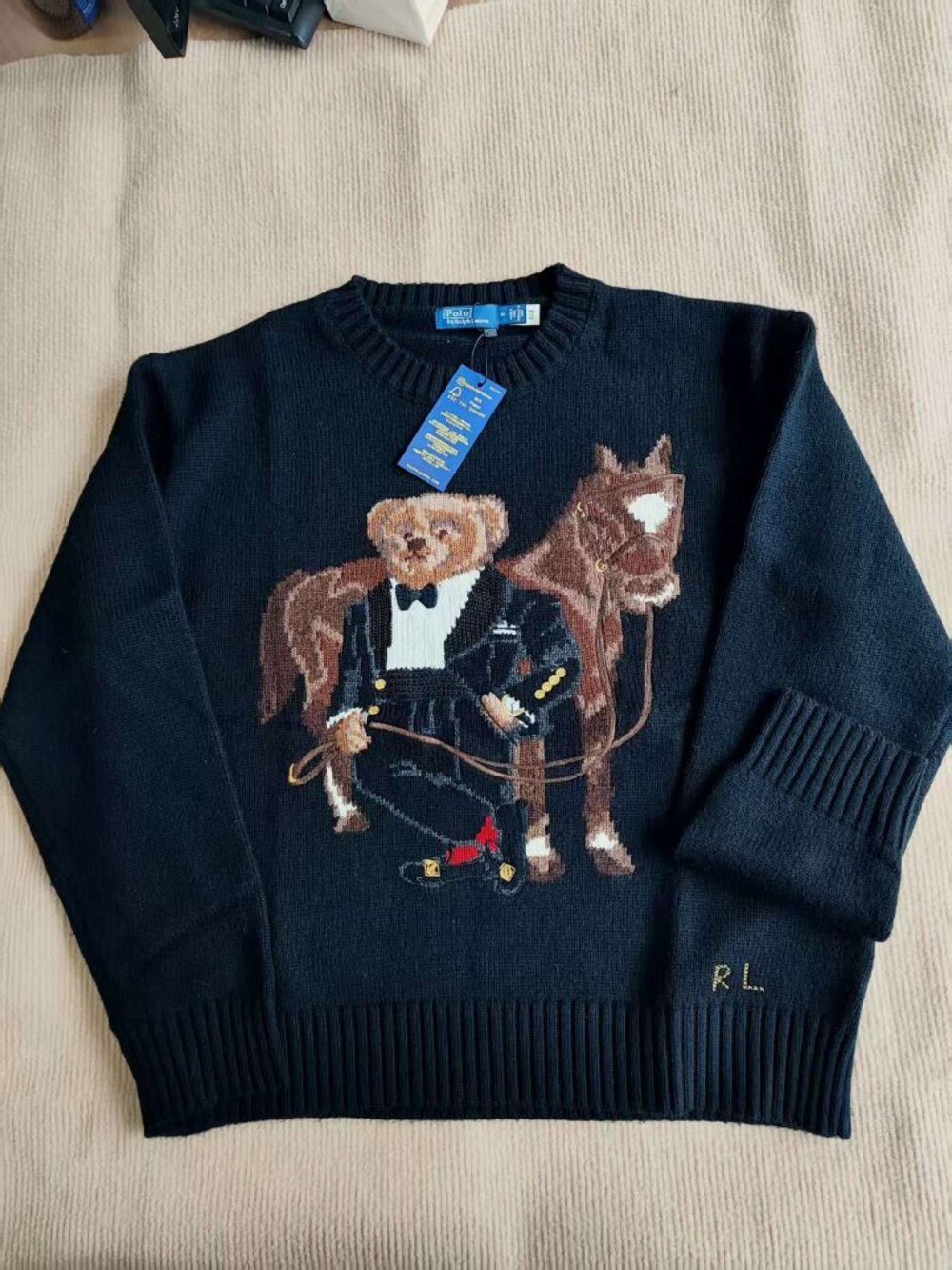 🐻 Polo Ralph Lauren Tuxedo Bear Horse Crewneck Sweater